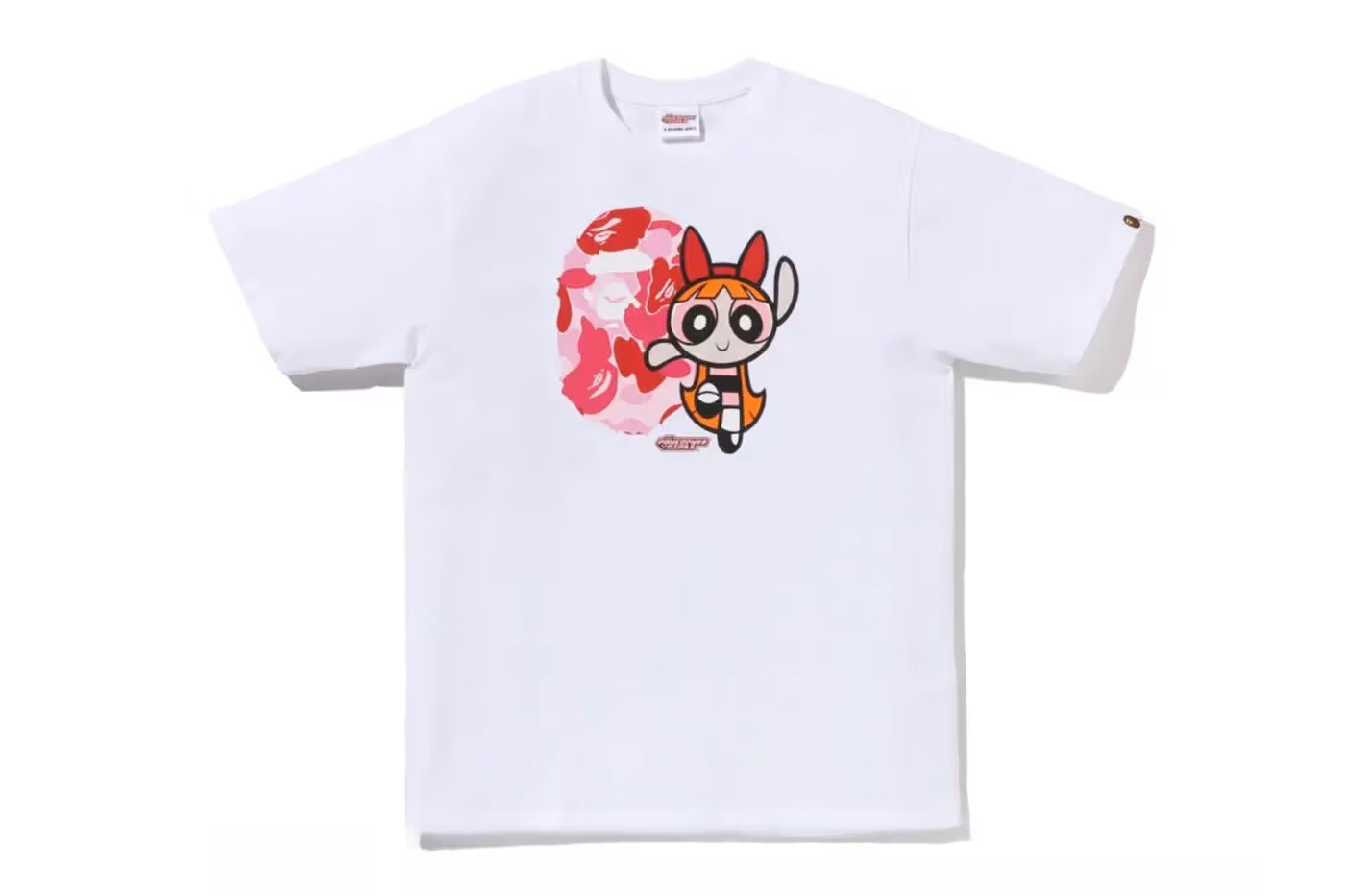 -(B4c03)- A BATHING APE BAPE X THE POWERPUFF GIRLS 飛天小女警 大頭 短Ｔ白色 泡泡/毛毛/花花