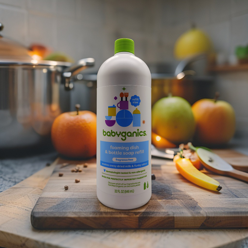 Babyganics Foaming Dish + Bottle Soap Refill (Fragrance Free) 946ml