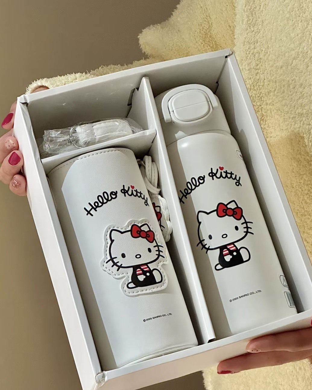 Beddy Bear x Sanrio Hello Kitty 凱蒂貓 杯子 彈蓋式 保溫杯 禮盒組 兩款