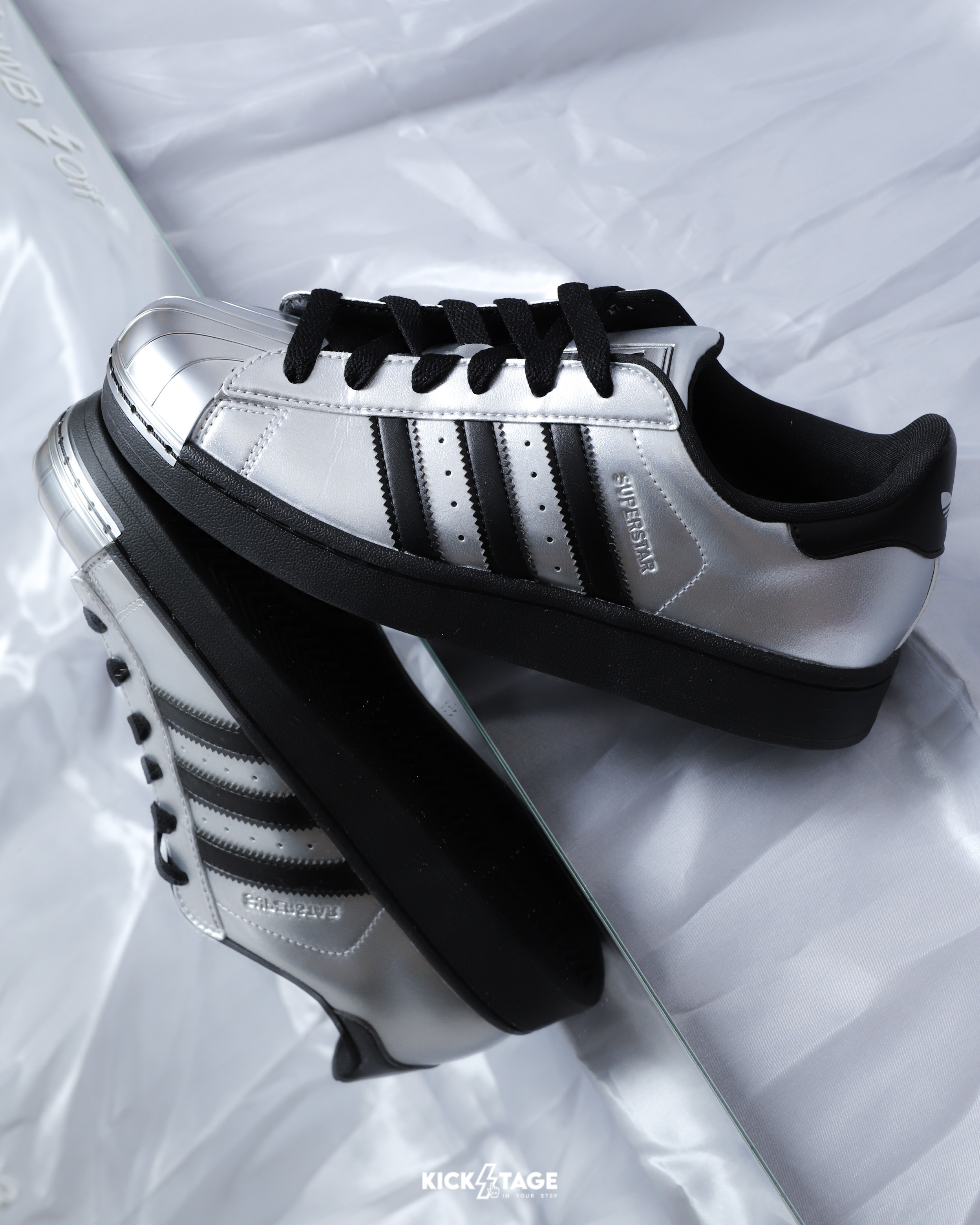 男女鞋 ADIDAS SUPERSTAR II 2 電鍍金屬 銀黑色 銀色 鋼頭 貝殼頭 經典 休閒鞋【KI9988】