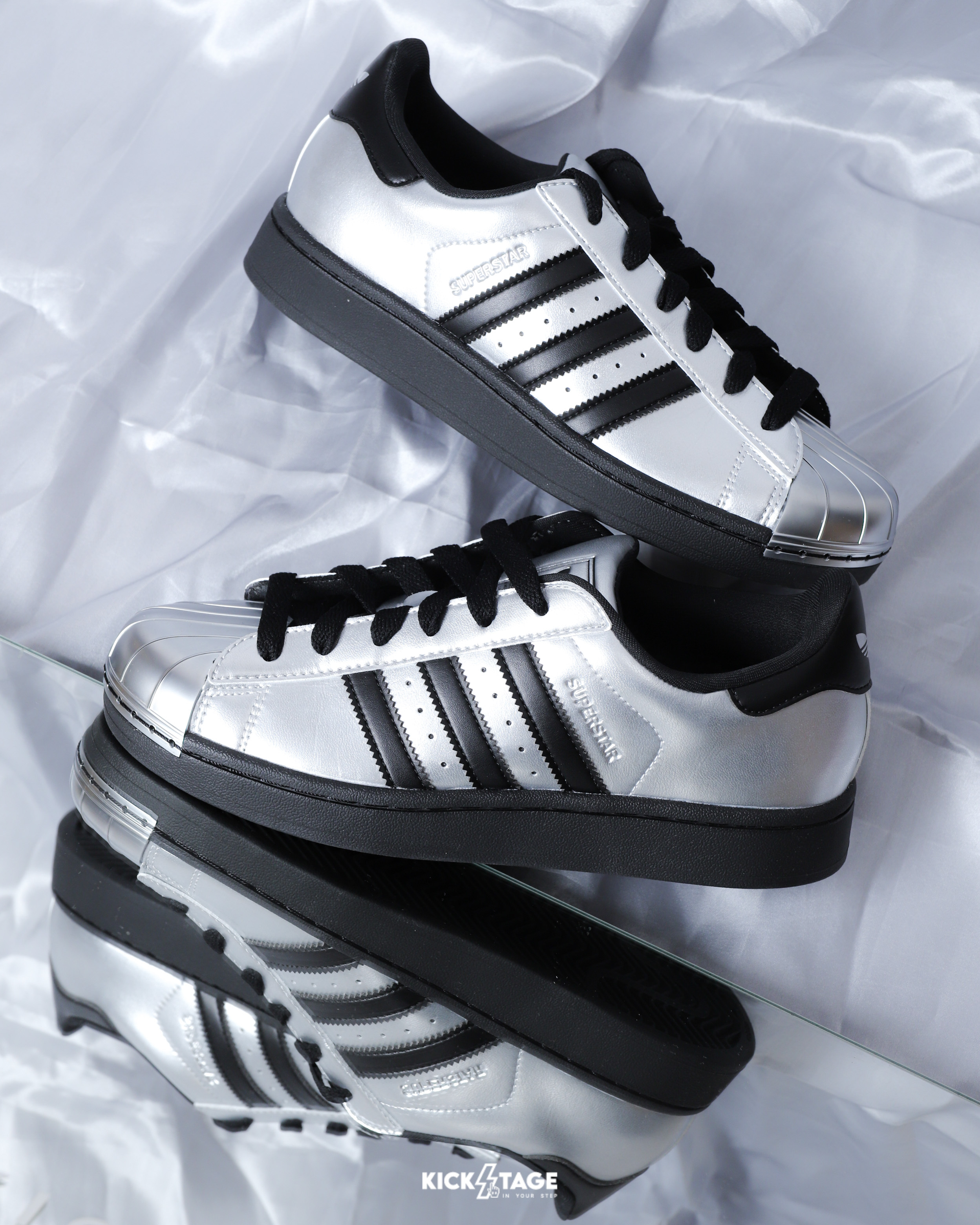 男女鞋 ADIDAS SUPERSTAR II 2 電鍍金屬 銀黑色 銀色 鋼頭 貝殼頭 經典 休閒鞋【KI9988】