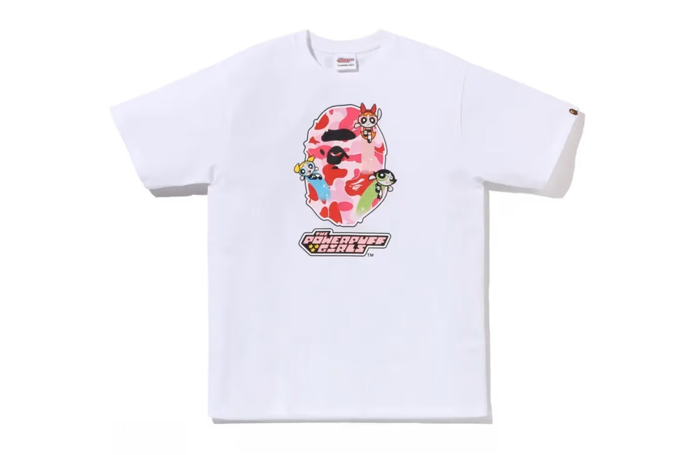 -(B4c03)-A BATHING APE BAPE X THE POWERPUFF GIRLS 飛天小女警 三人仔 猿人大頭 短Ｔ 黑/白色
