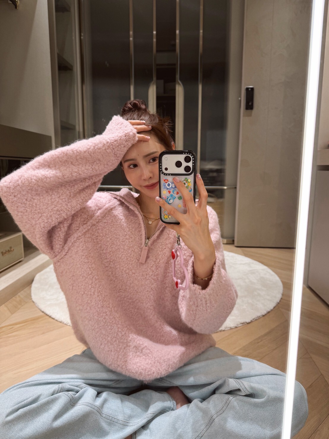 #AD67半拉鍊顆粒感毛衣(白/粉/墨)