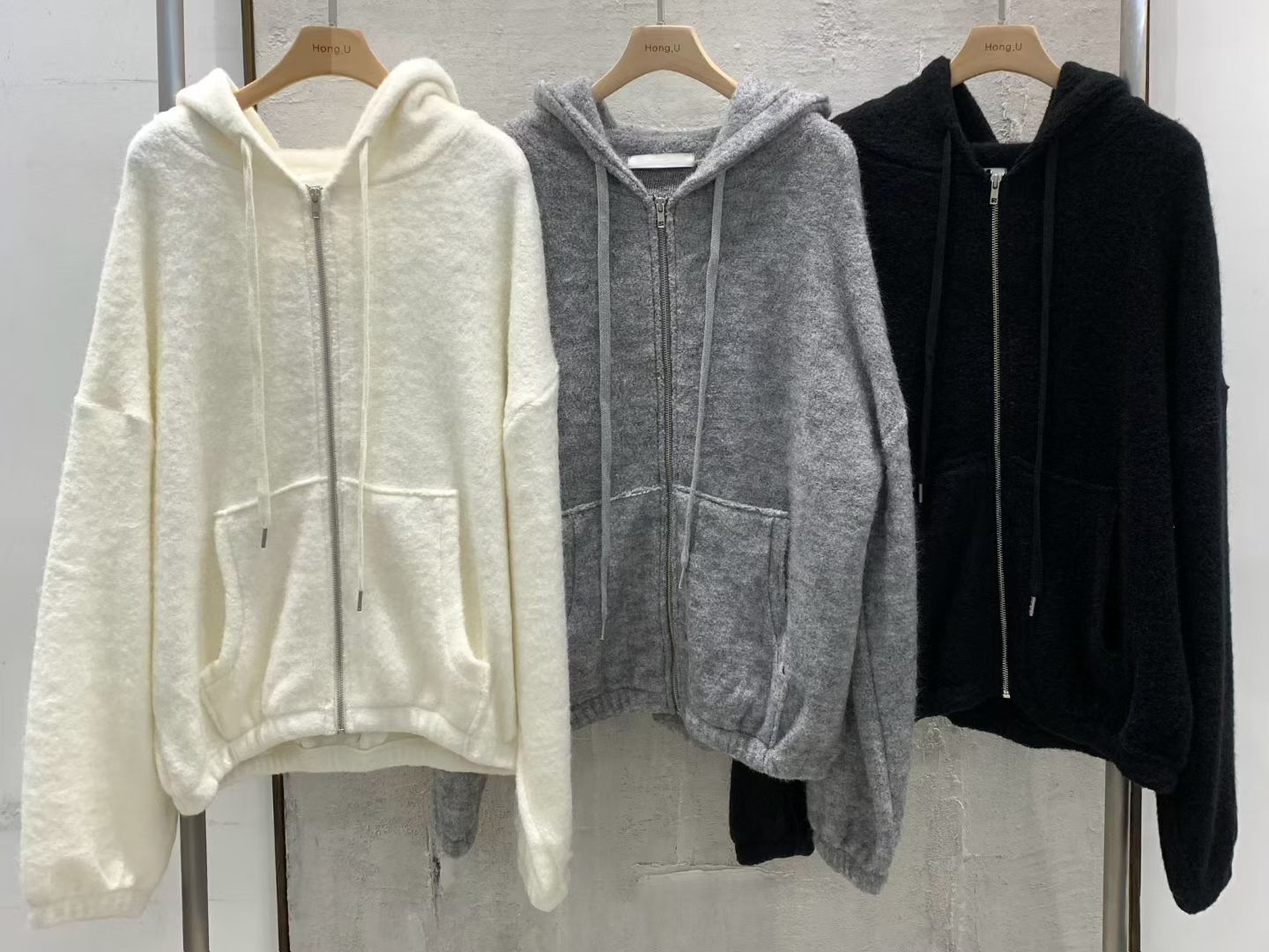 HN5324 橡筋邊拉鏈連帽衛衣外套