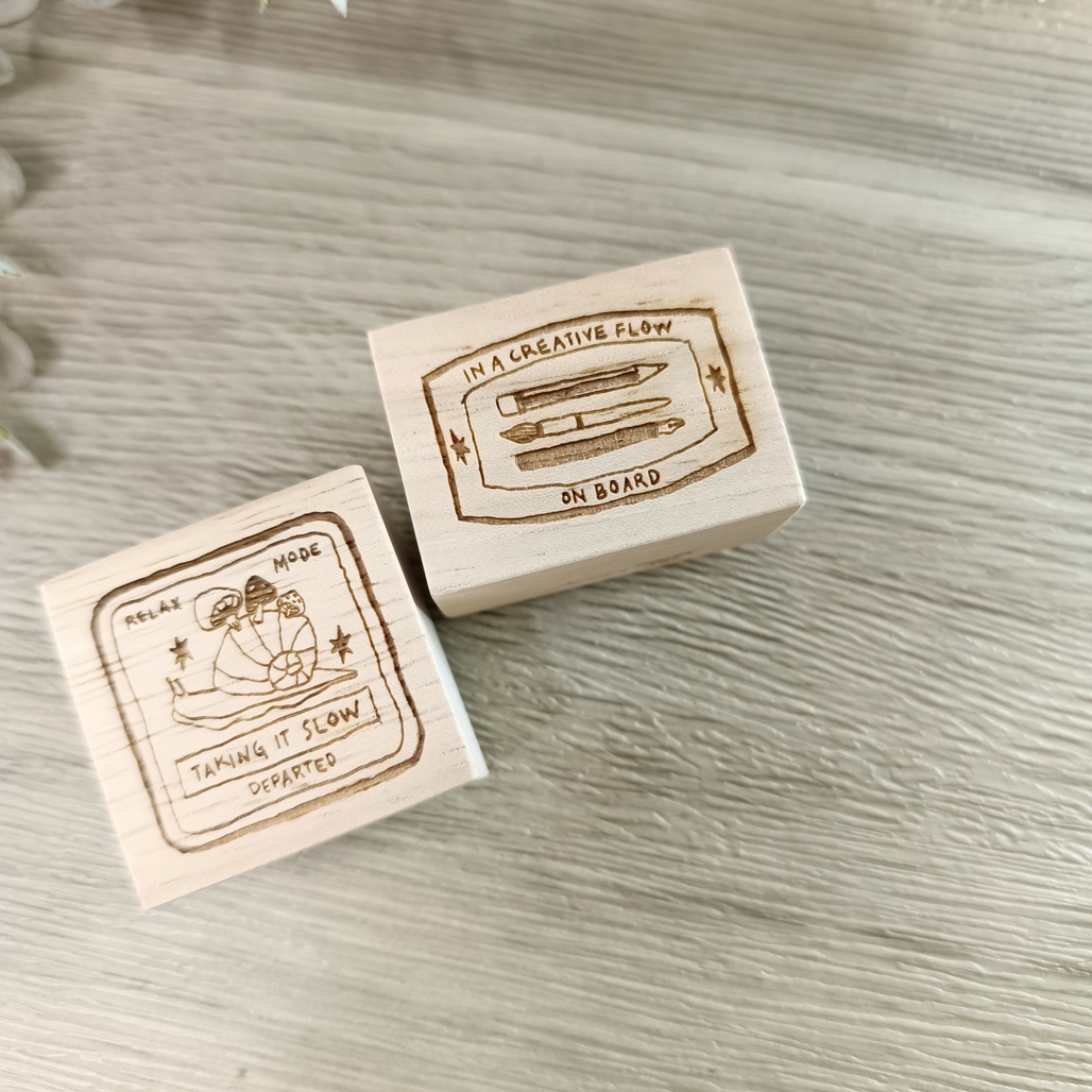 SOM x morning face．Check-In Postmark 系列 櫸木印章