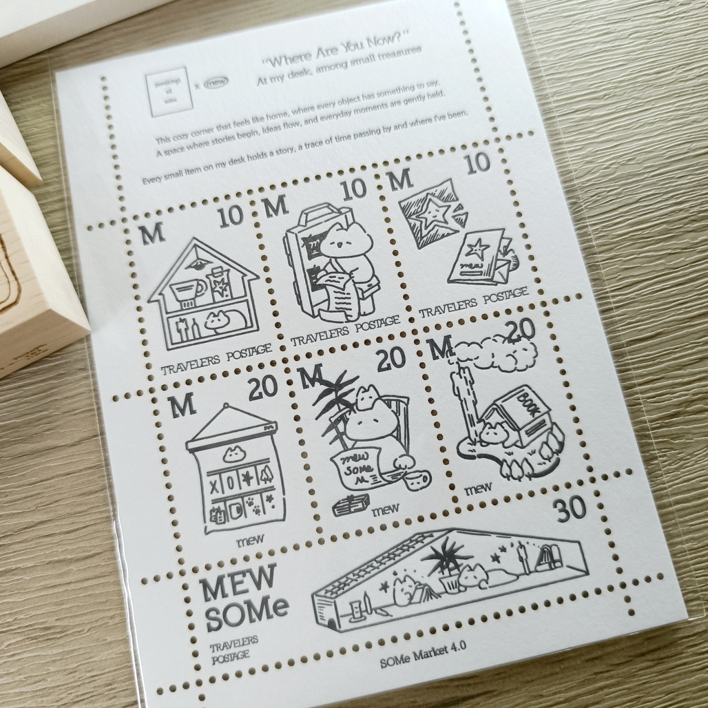 SOM x mewmewbeam．活版印刷裝飾郵票