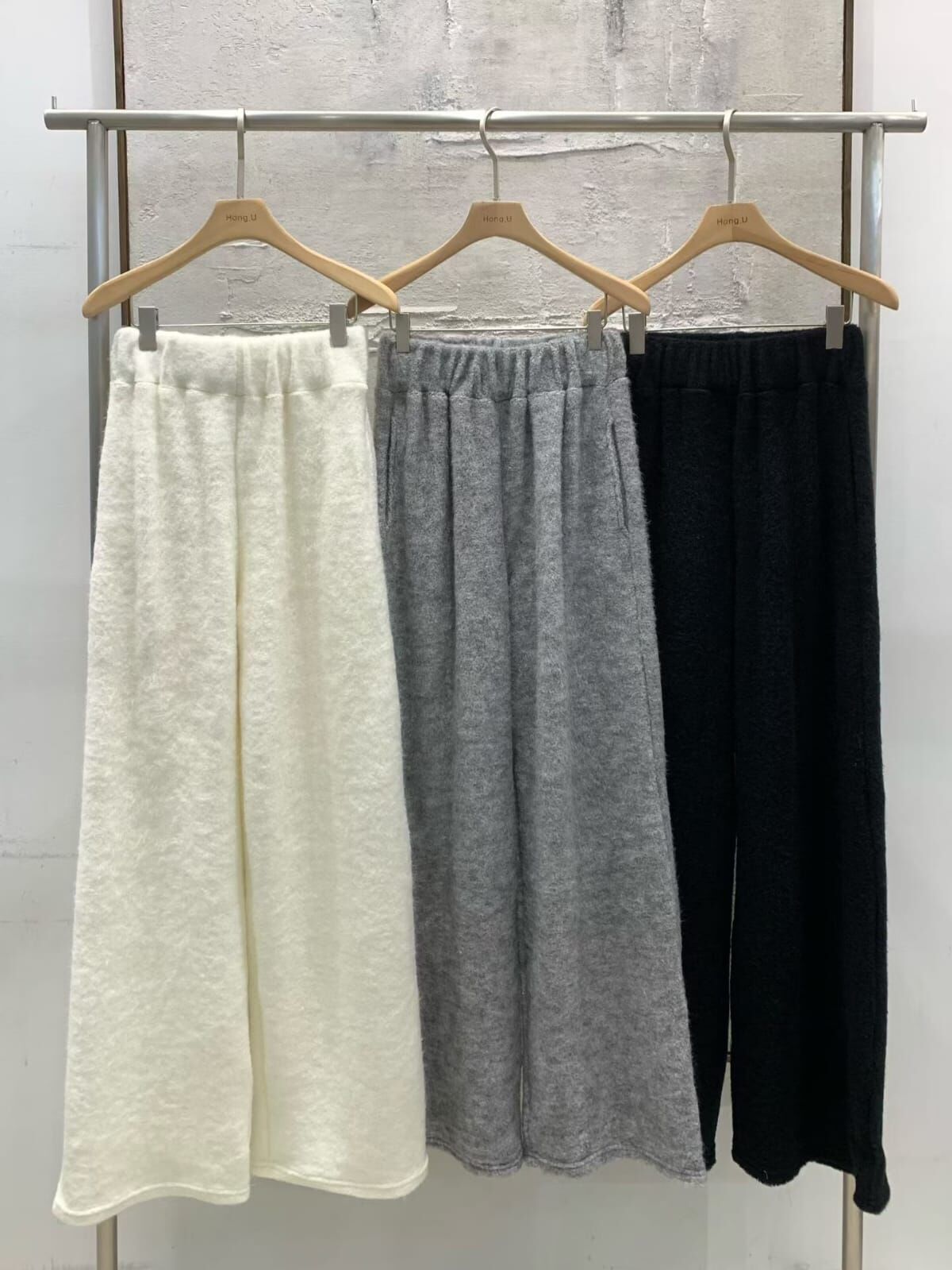 HN5325 全橡筋腰寬鬆直筒休閒褲