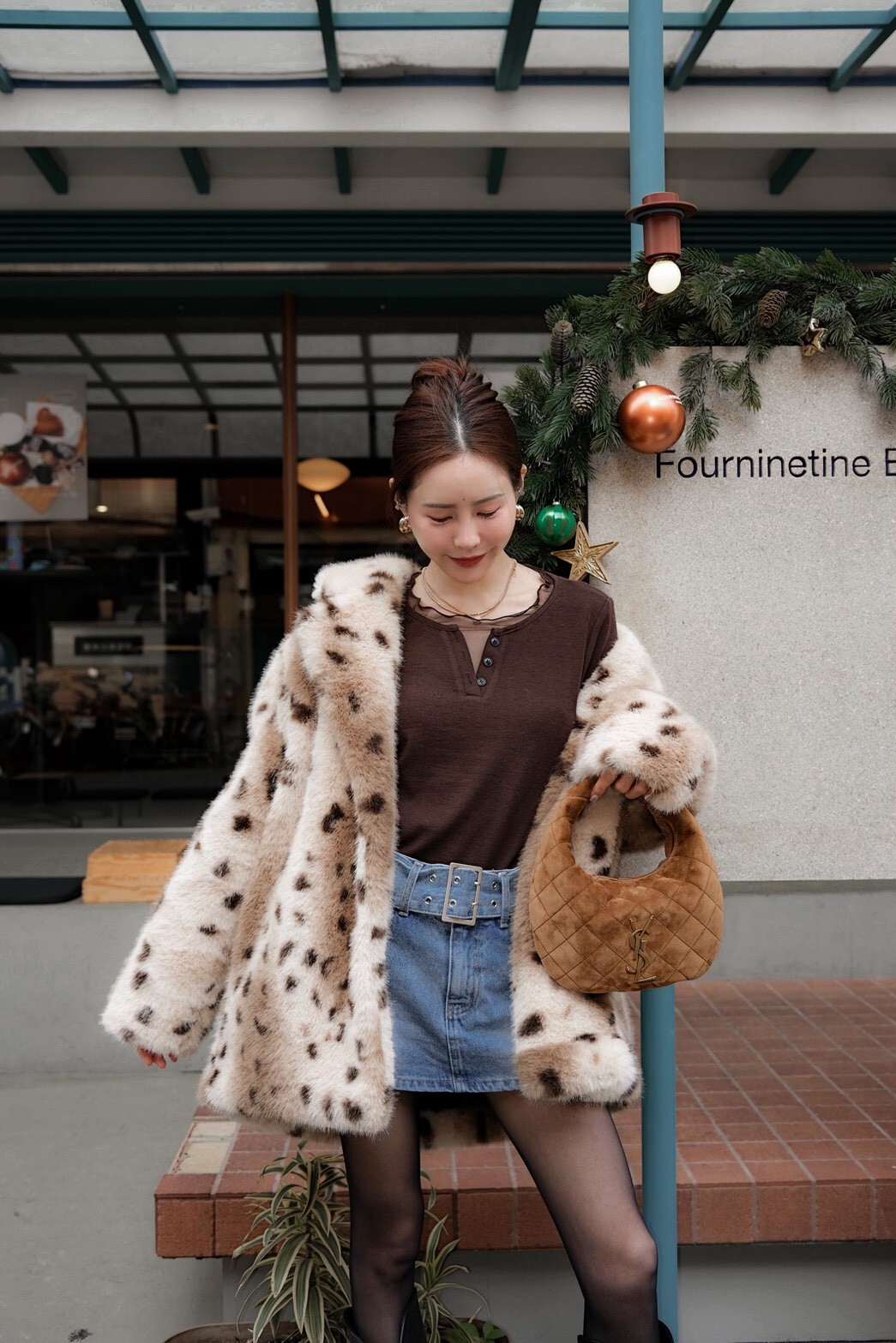 #AD38時髦豹紋毛毛外套