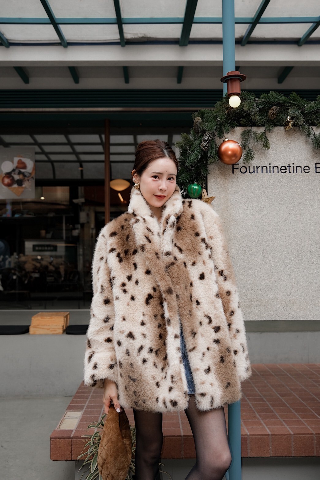 #AD38時髦豹紋毛毛外套