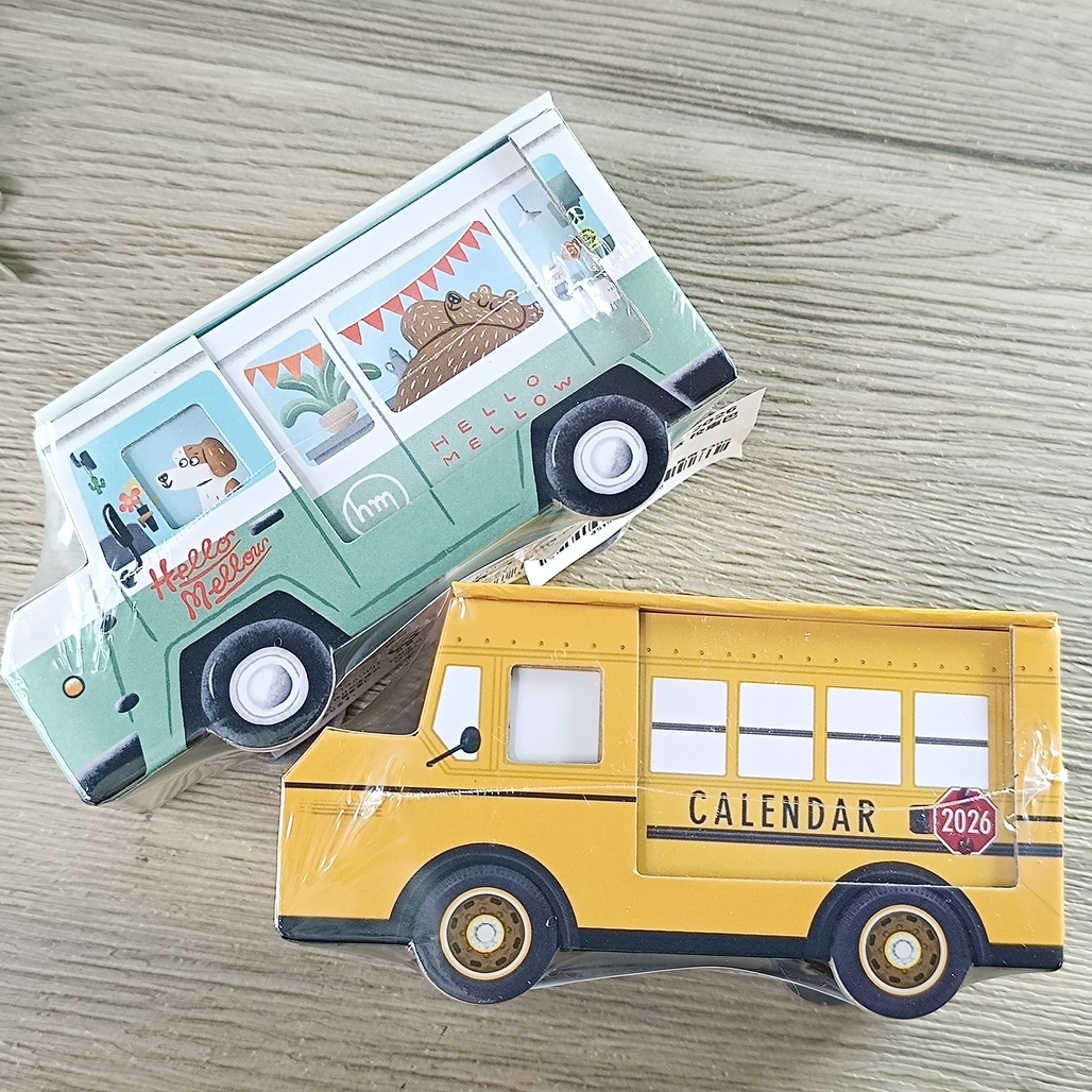 日本Greeting Life．2026立體造型月曆桌曆盒 校車巴士/餐車