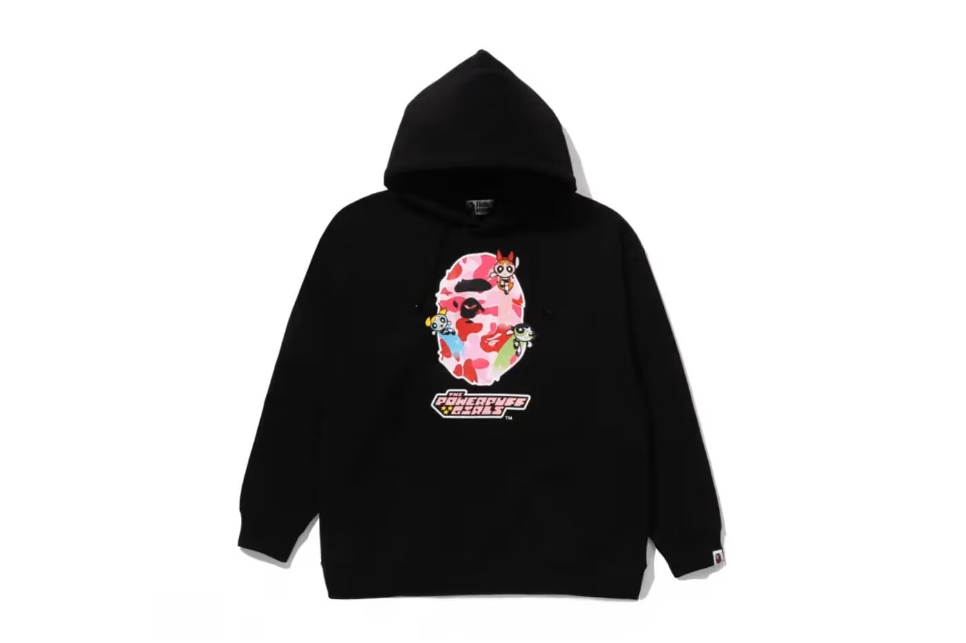 -(B3d01)-A BATHING APE BAPE X THE POWERPUFF GIRLS 飛天小女警 三人仔 猿人大頭 帽T 黑/白色