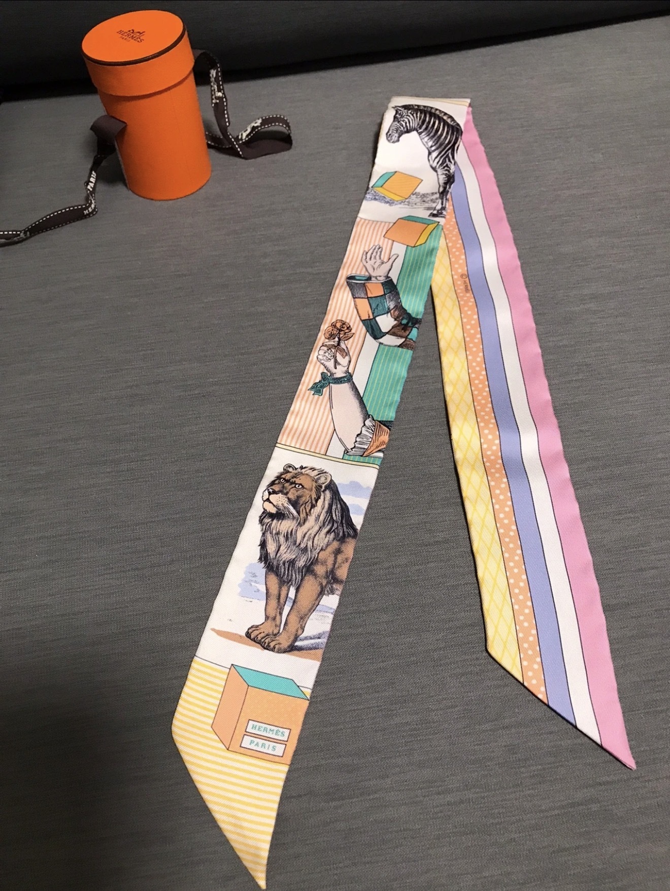 HEREMES GRAND THEATRE NOUVEAU TWILLY BLANC/VERT/ABRICOT