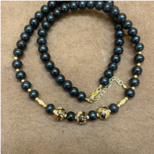 1217GZ35-琥珀GZ-撫順翳珀乾白花diy項鍊 銀（B35）