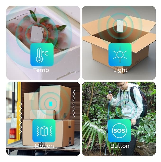 SenseCAP,T1000-A LoRaWAN 追蹤器,多種感測器監控