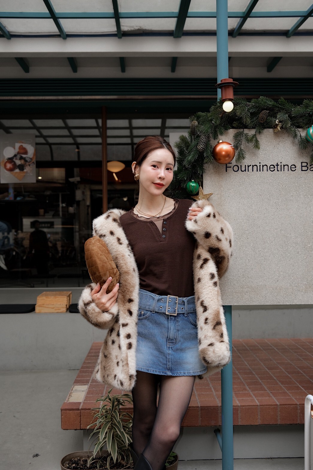 #AD64寬腰帶牛仔褲裙