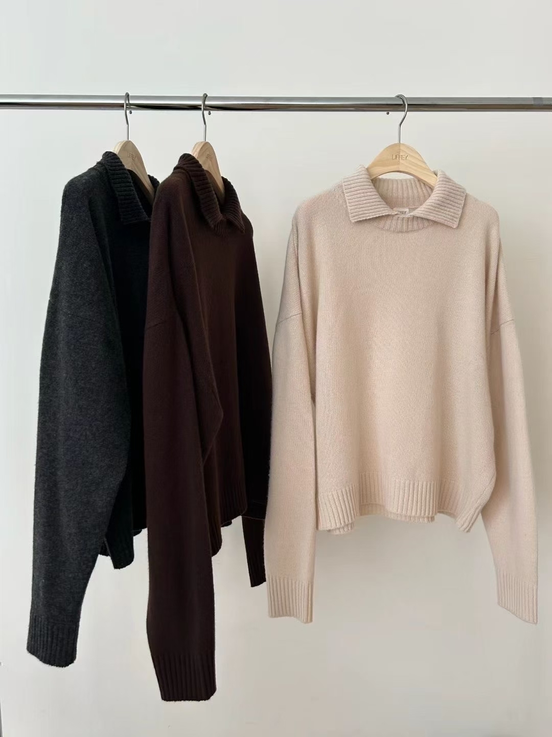 LY5313 假兩件反領針織上衣