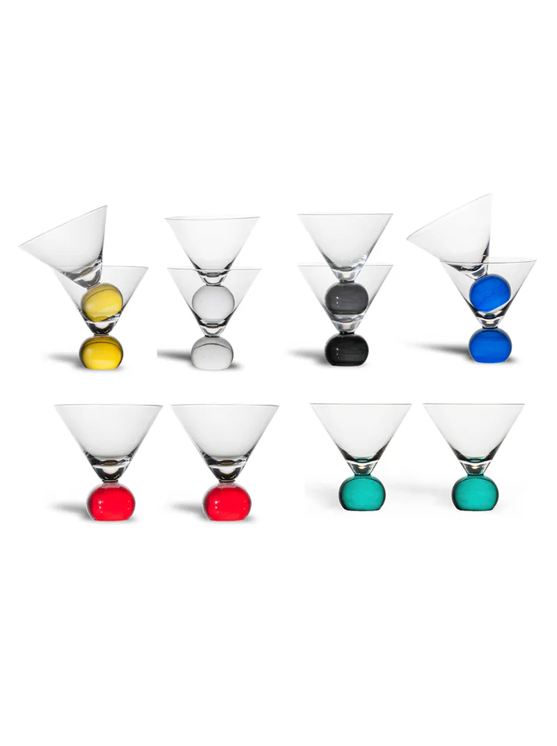 ByOn-Posh Spice 透明雞尾酒杯,球型底座與銳利直線結合,大膽繽紛的色彩