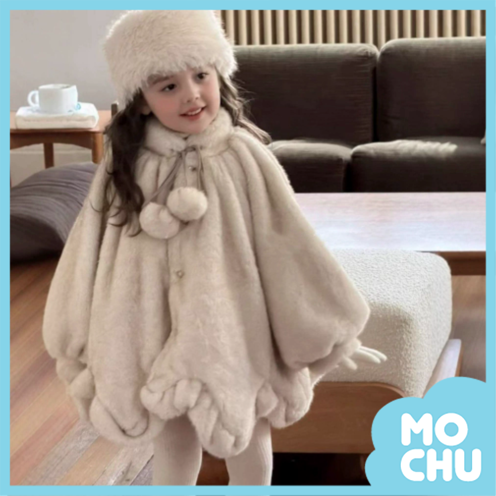 超柔軟仿貂毛夾棉斗篷外套