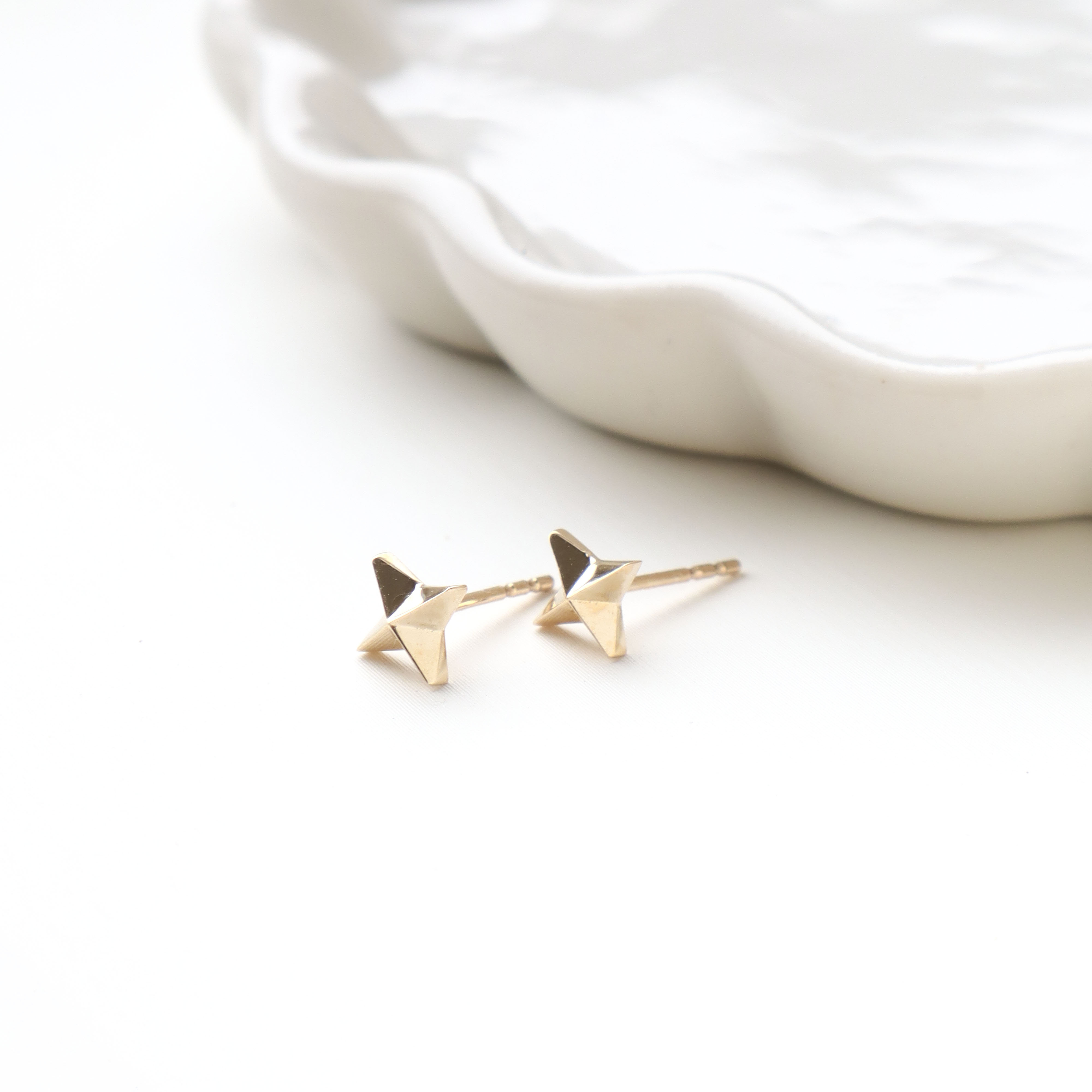 10K/十字星星耳環