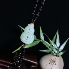 1218GZ12-翡翠GZ-鏤空葫蘆連黑瑪瑙項鍊（C12）