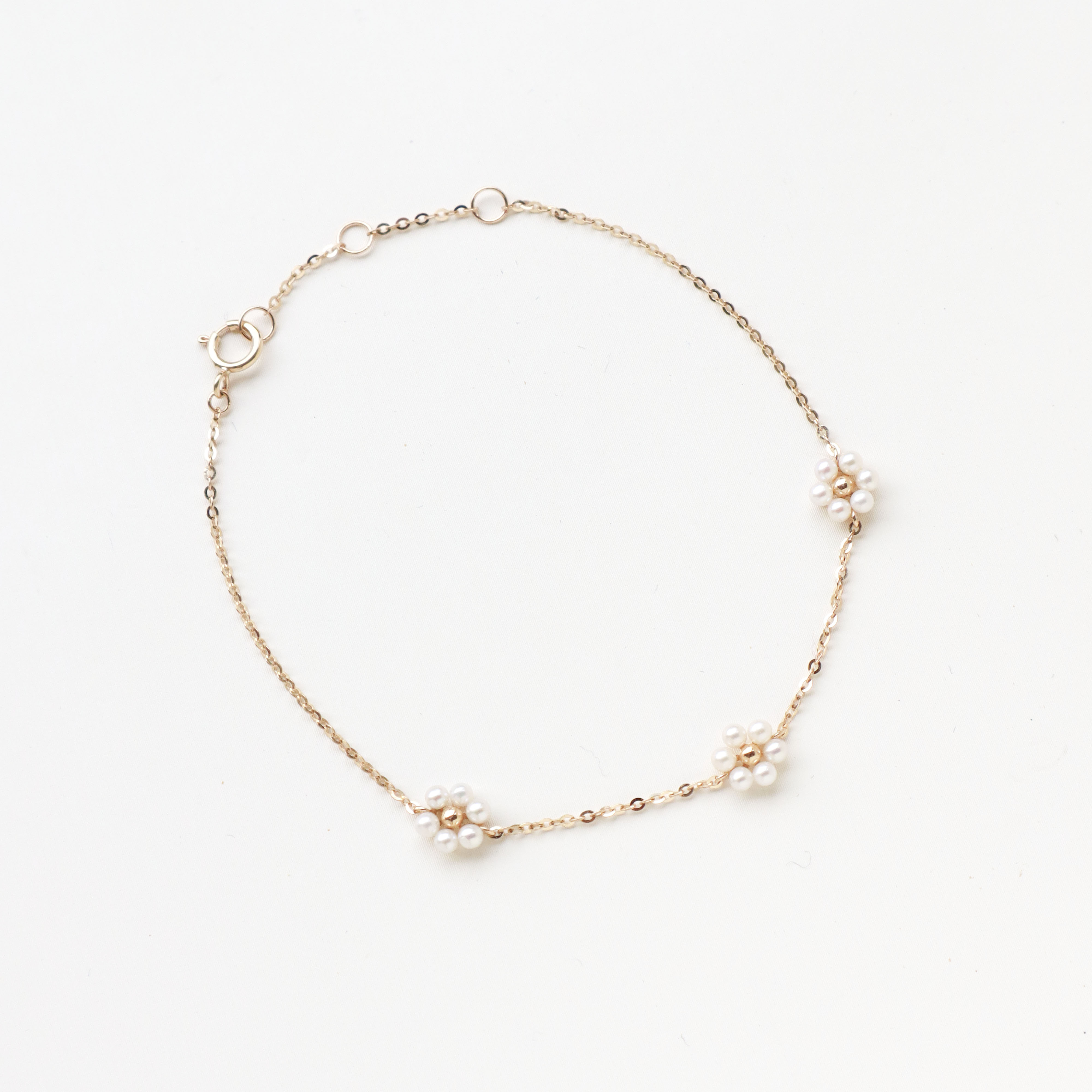 10K/氣質小花珍珠手鍊