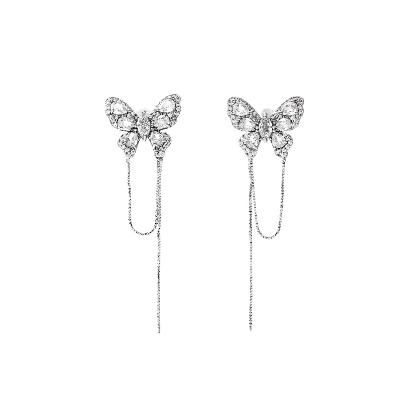 平價飾品,銀針,蝴蝶,鋯石,垂墜耳環