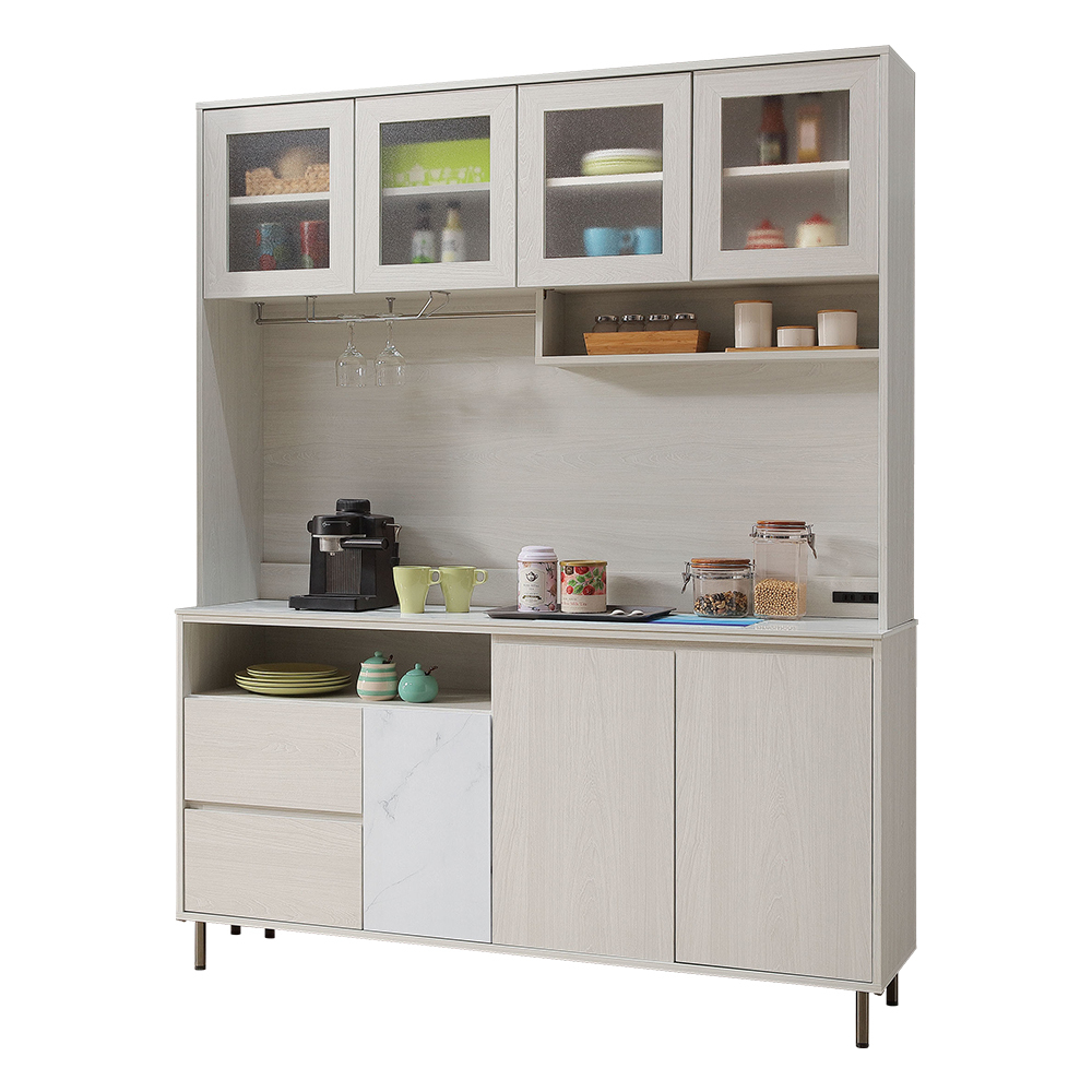 卡諾斯5.3尺岩板收納高餐櫃/碗盤櫃/電器櫃(上座+下座)