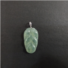 1218GZ23-翡翠GZ-18K白金錢扣小綠葉（C23）