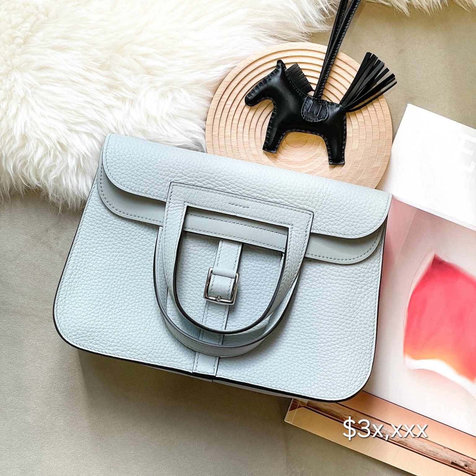 Preloved Hermes Halzan TC Leather Bleu Pale PHW HK$3x,xxx    (HK$2,000 即時落訂)