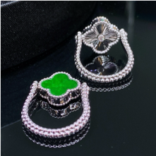 1218GZ30-翡翠GZ-銅鑲四葉草戒指吊墜兩用（C30）