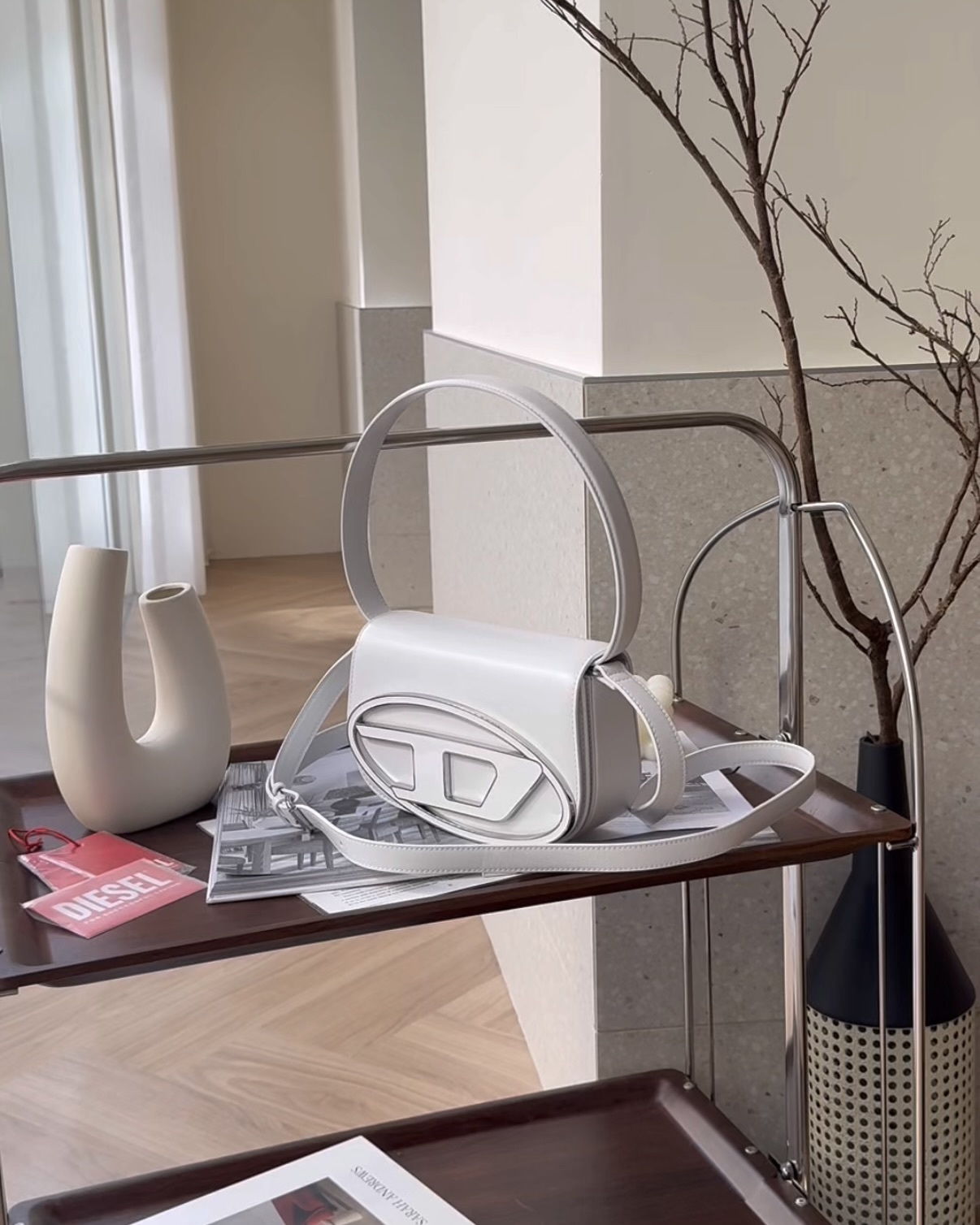 DIESEL｜1DR 牛皮叮噹包 白色