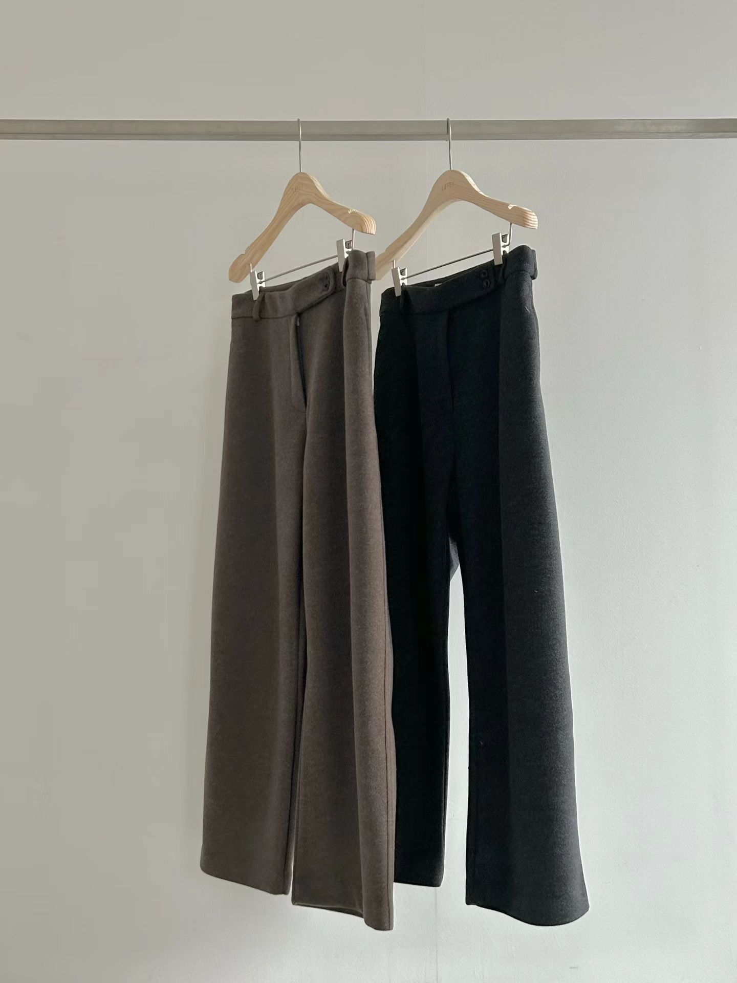 LY5334 側腰扣直筒褲