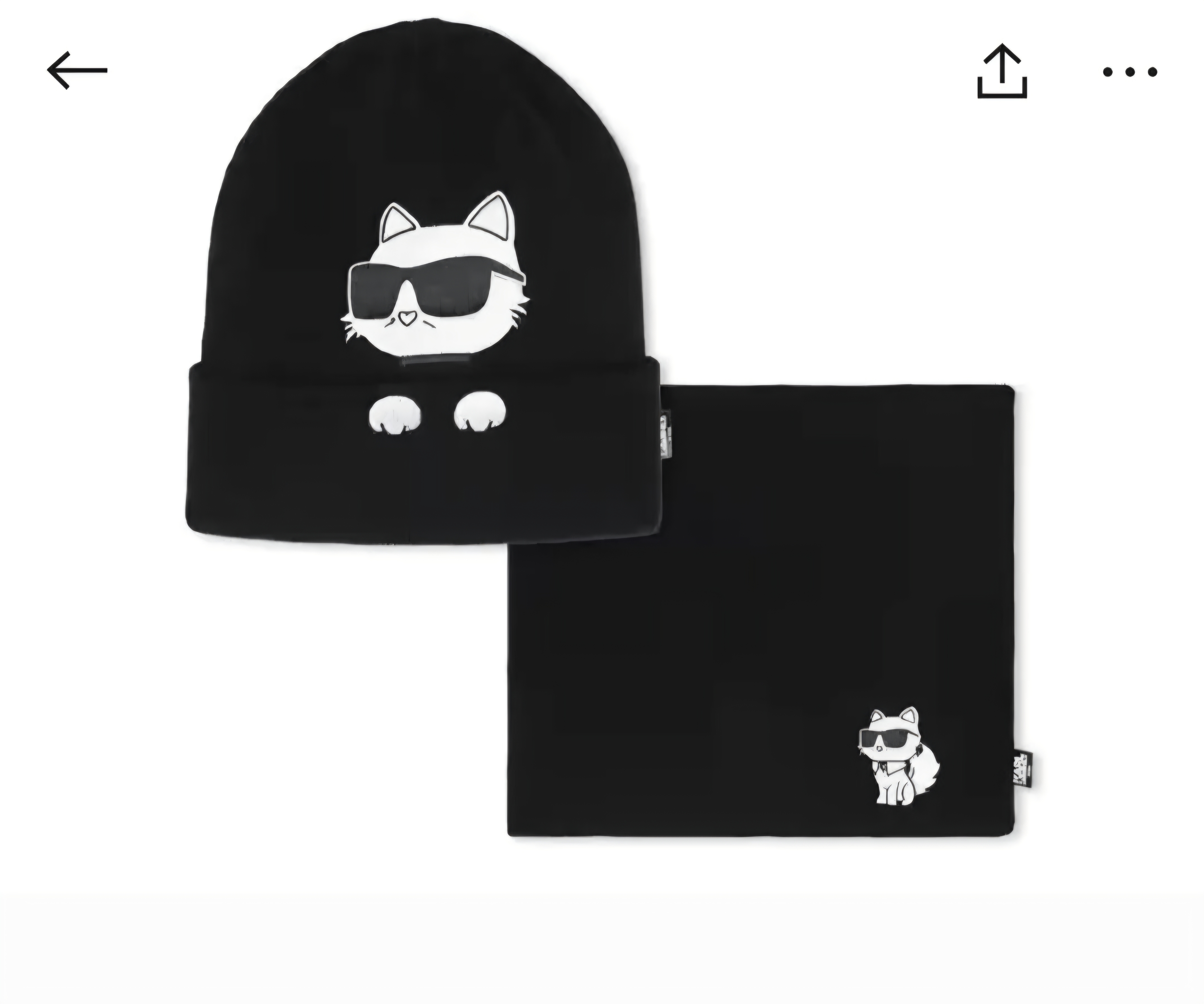 Karl 黑色愛貓冷帽及圍巾一套 女款