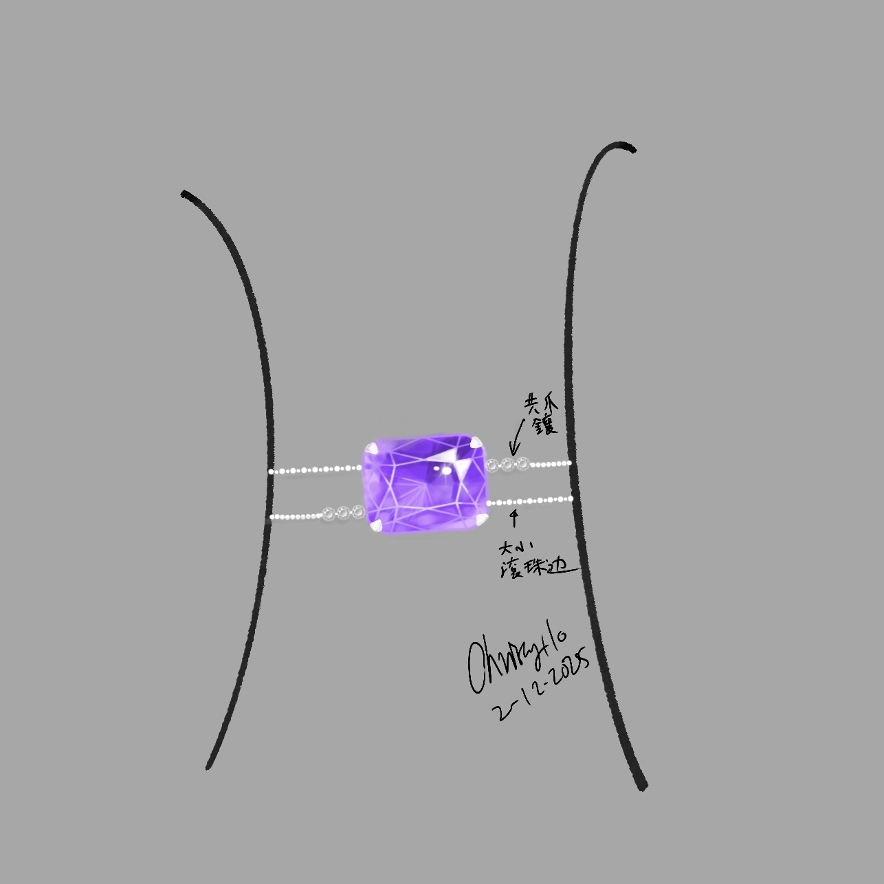 夢幻色系 - 18K金天然無燒夢幻精靈薰衣草紫藍寶石鑽石戒指 (帶證書)