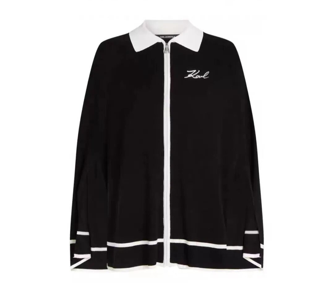 Karl 黑色白邊披肩款外套 女款