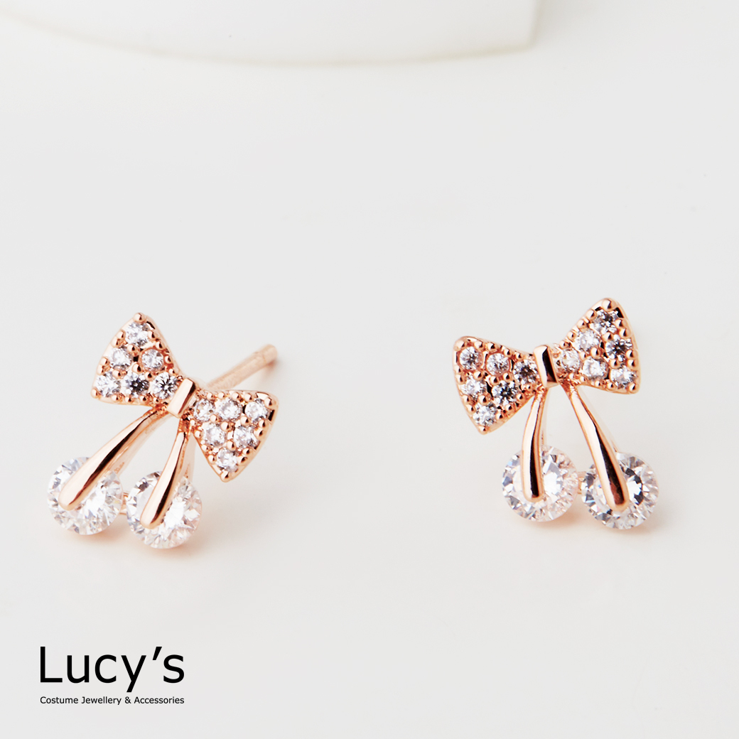 點鑽蝴蝶結 耳環 (三色) (124118/124119/124120)