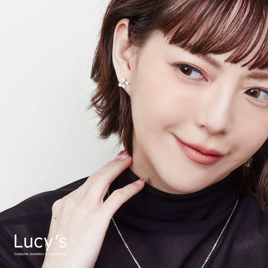 點鑽蝴蝶結 耳環 (三色) (124118/124119/124120)