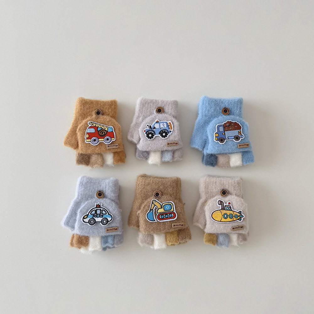 交通工具翻蓋半指手套(1-4y)