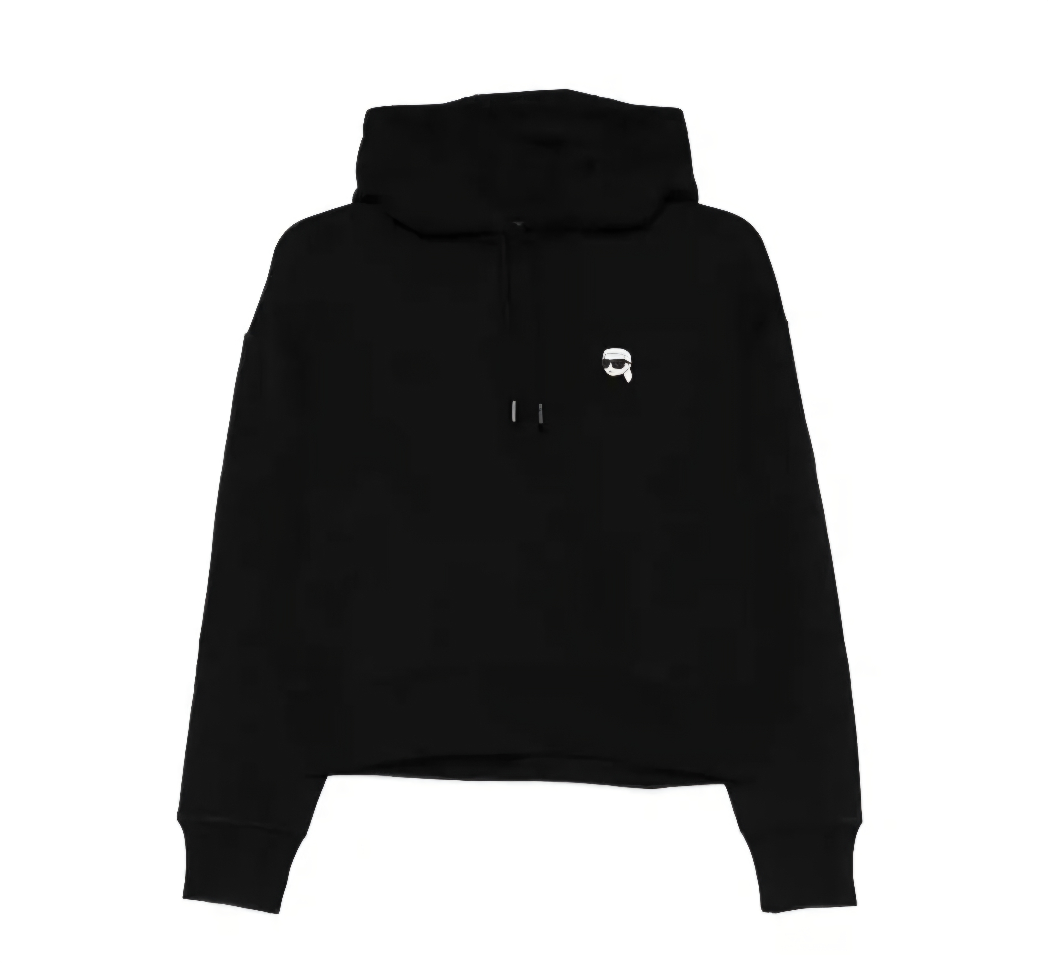 Karl 黑色 刺繡小公仔 有帽短款衛衣 女款