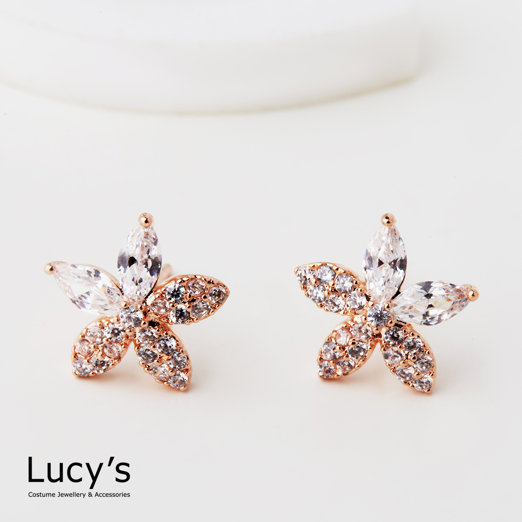 晶鑽花 耳環 (123503)