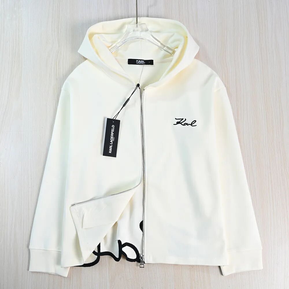 Karl 立體刺繡Logo 拉鏈外套 女款