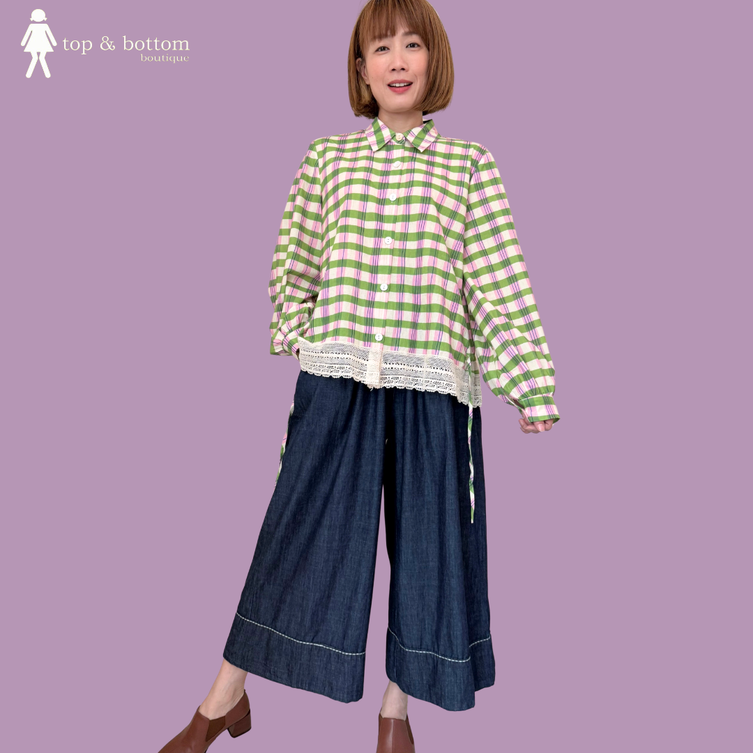 ELASTIC WAISTED SOFT DENIM WIDE LEG PANT