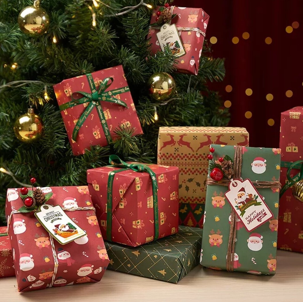 高磅數聖誕禮物包裝紙(3入組)