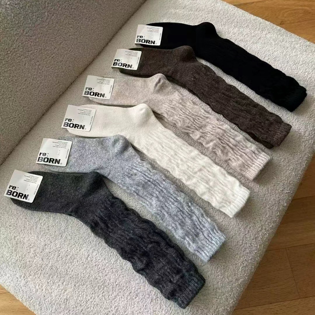 #AD105可愛保暖泡泡襪(灰/咖/黑/白/燕麥/墨)