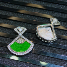 1218GZ36-翡翠GZ-銀鑲扇子吊墜（C36）