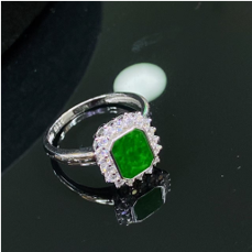 1218GZ37-翡翠GZ-銀鑲太陽花八角戒指（C37）
