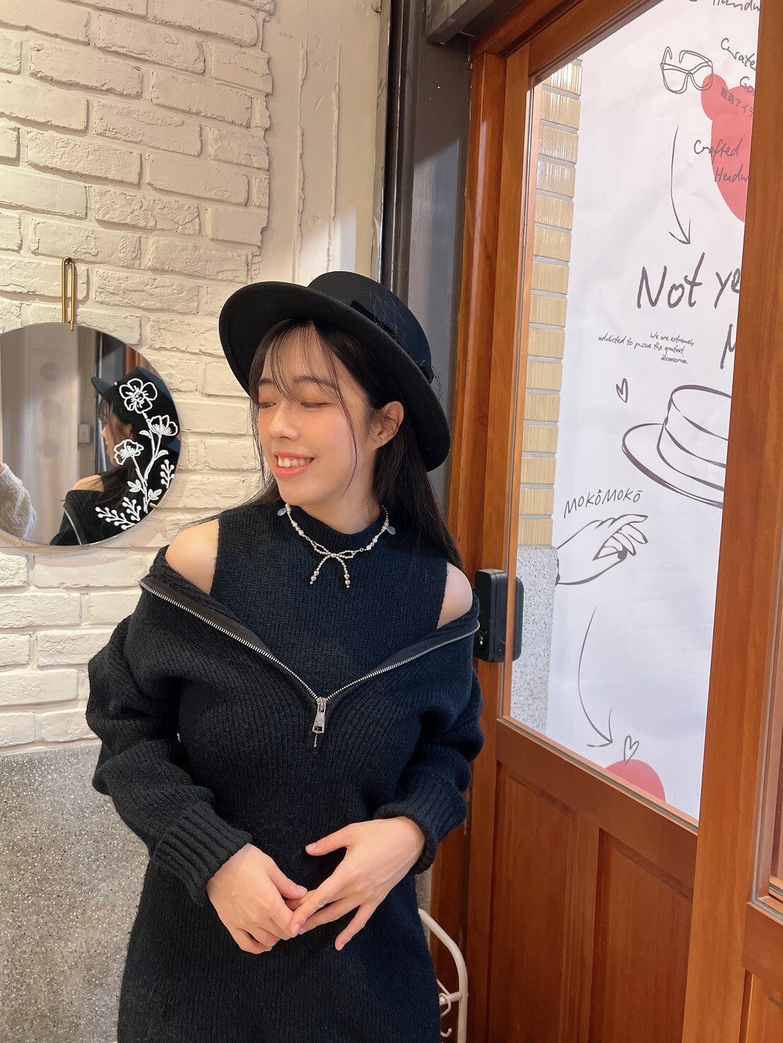 1217隱藏款。MUCHAT手作珍珠蝶結毛呢紳士帽