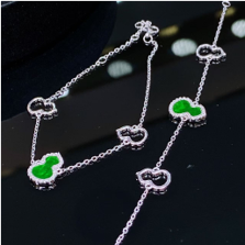 1218GZ38-翡翠GZ-銀鑲葫蘆手鍊（C38）
