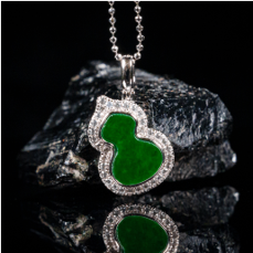 1218GZ39-翡翠GZ-銀鑲小葫蘆吊墜（C39）