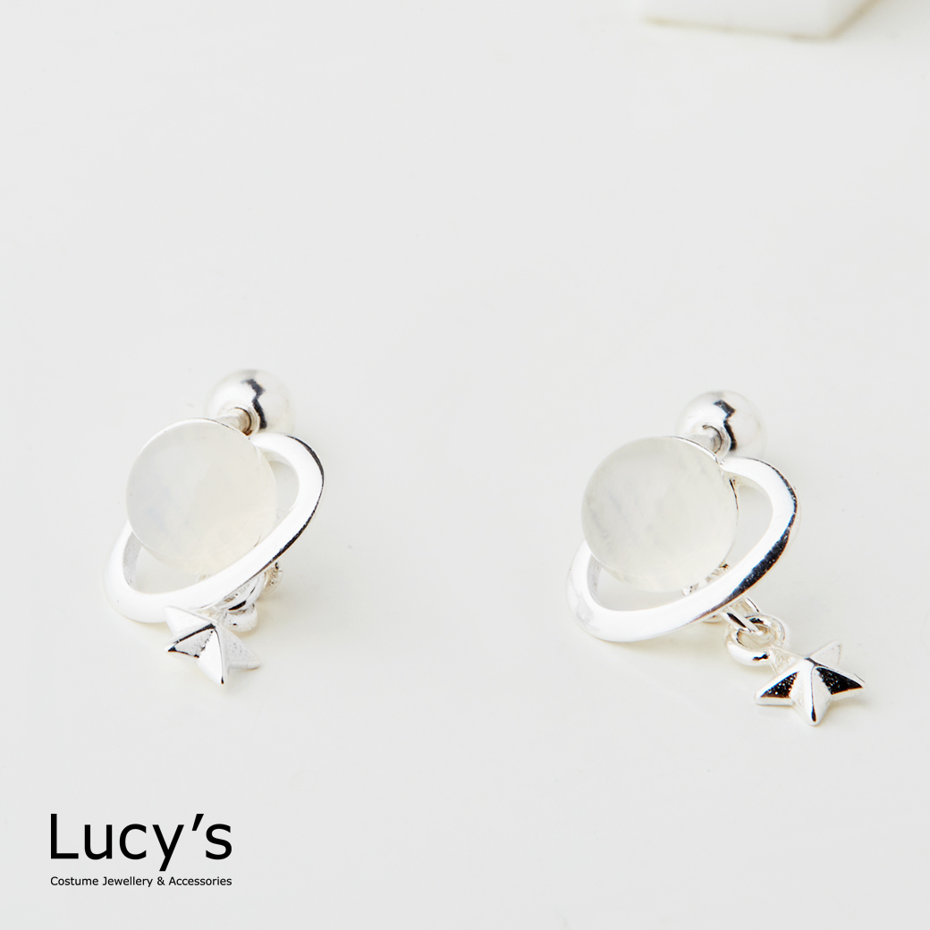 925純銀 瑪瑙星球 轉珠耳環 (126931)